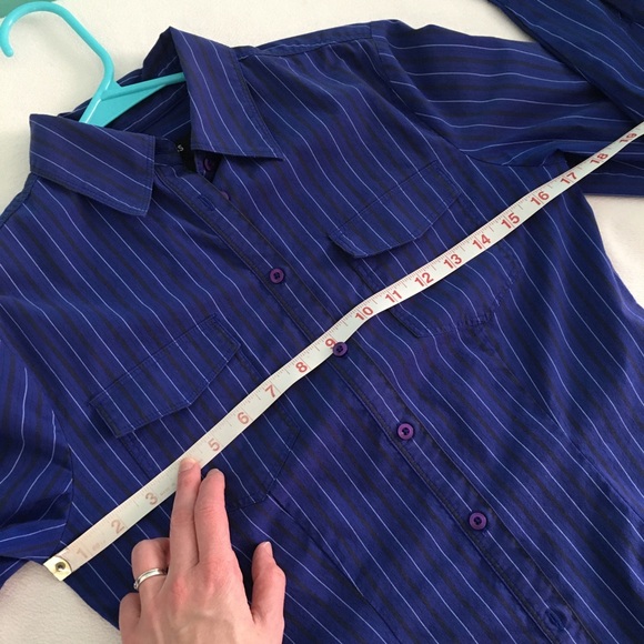 Blue Striped Express Stretch Button Down Shirt - Picture 9 of 11